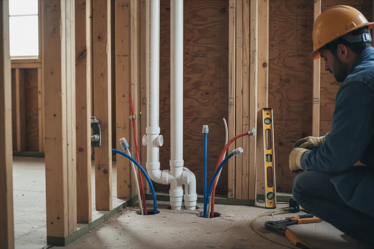 Drain and supply rough-in during Drain Cleaning in Hollywood
