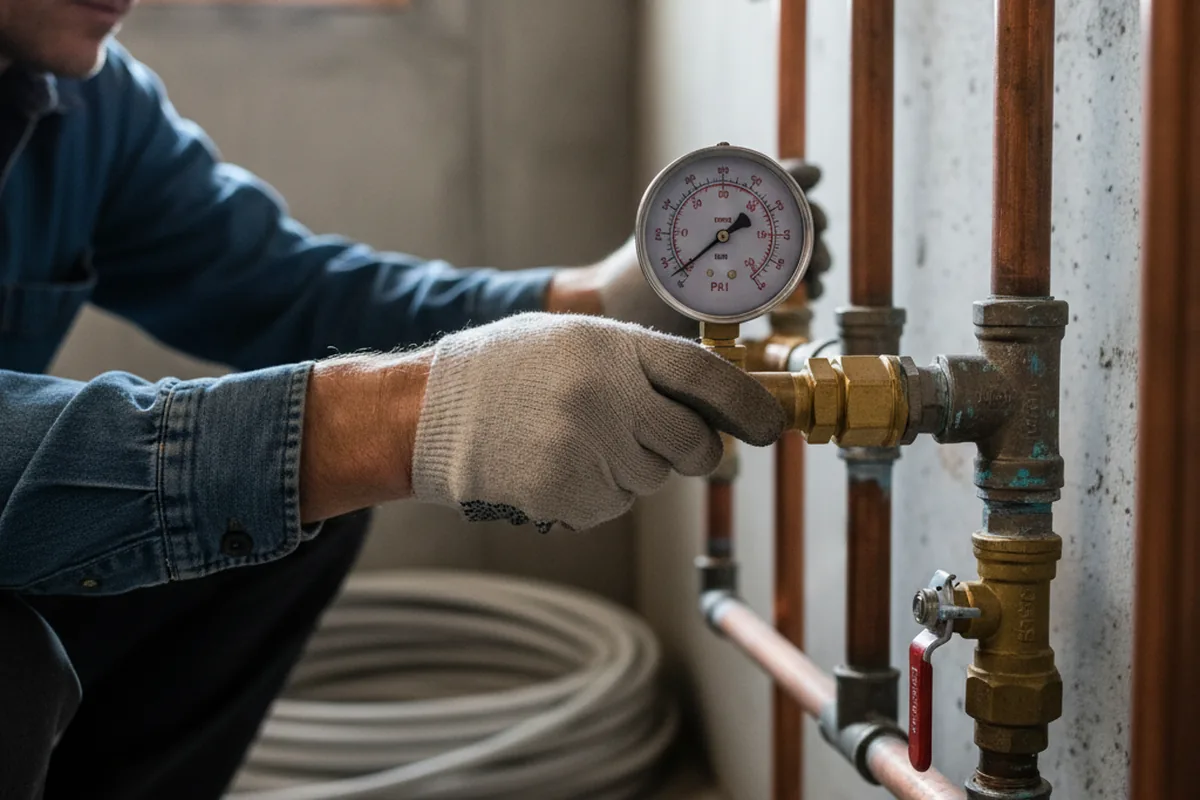 Pressure testing a repaired line during Water Line Repair in Hollywood